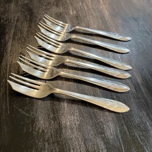 MS Ltd. EPNS Sheffield England "Loxley" Dessert/Pastry Forks (6) Silver Plated